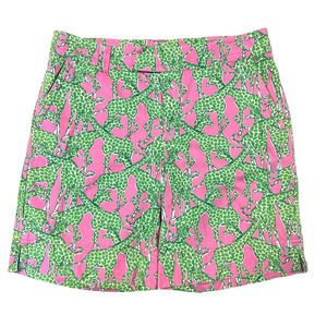 Lilly Pulitzer Pink and Green Giraffe Print Palm Beach Fit Shorts